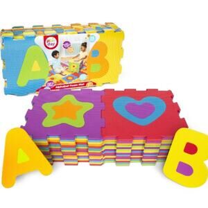 Play Day ABC Foam Playmat Learning Toy Set, 28 Interlocking Pieces, Multi-Color,